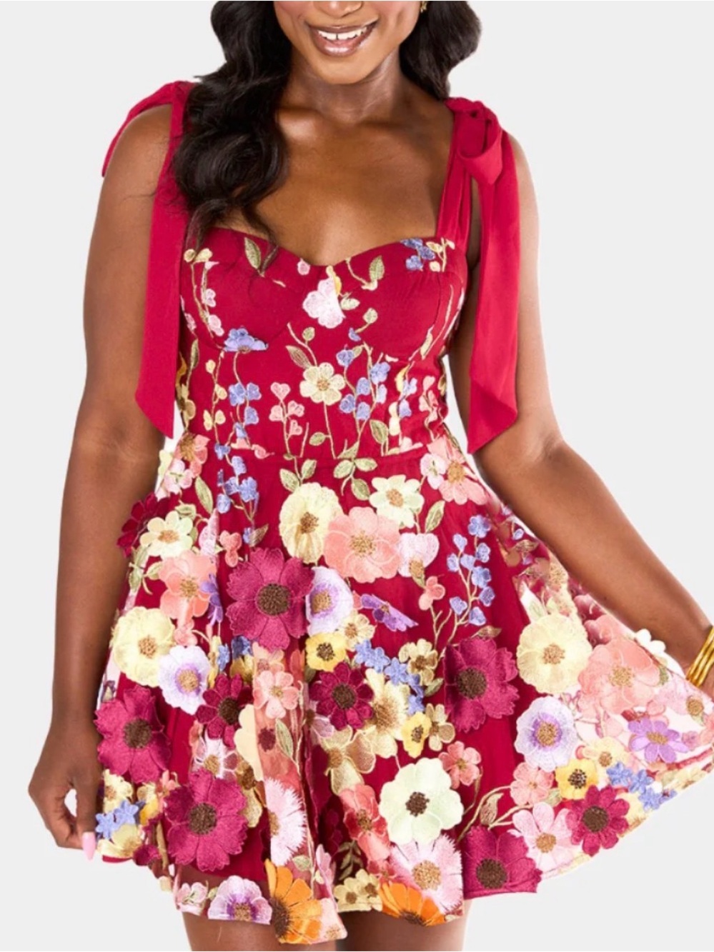 Buddy Love Solstice Carter Bustier Floral Appliqué Embroidered Mini Dress